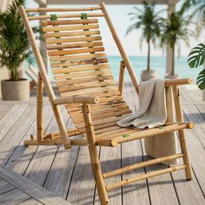 Chaise longue en bambou sélectionnée, faite à la main, excellent rapport qualité-prix, pour la maison et les centres de villégiature - Product Image 2