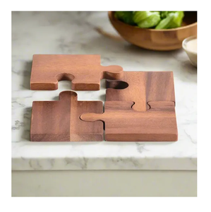 Customizable Logo Restaurant Tea Coaster Set High Quality <b>Puzzle</b> Design Wooden Coasters And Customised Size Hot Sale Product - Product Image 2