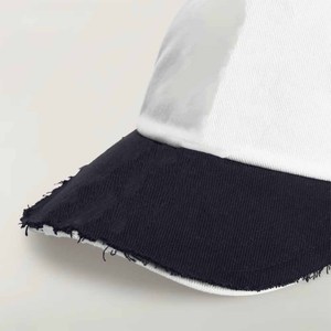 Unisex White Baseball Cap With Black Contrast Trim 6-Panel Fitted Cotton Canvas Casual Hat For Adults - Product Image 5