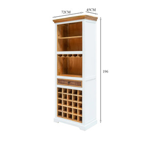 Meuble bar en bois massif avec rangement pour vin, étagère de présentation et rail de suspension, finition antique, design autoportant - Product Image 6