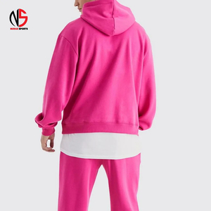 Ensemble de survêtement polaire rose à capuche et col montant pour homme, coupe droite, longueur intégrale, avec poches latérales – Survêtement homme chez Nurak 2026 - Product Image 4
