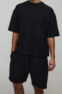 Ensemble T-shirts et shorts décontractés pour hommes, prix de gros, logo personnalisé, impression par transfert thermique, 100 % fibre de bambou, style urbain - Product Image 3