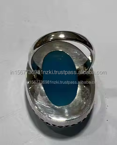 Anillo de banda de Calcedonia azul de Plata de Ley 925, anillo de piedras preciosas bohemio de diseñador hecho a mano para compromiso o regalo de boda de amor - Product Image 6