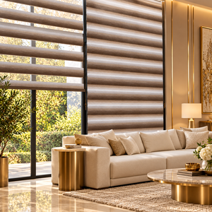 ม่านม้วนไฟฟ้า WINHOME ซีรีส์ซุปเปอร์แบล็ค สีเข้ม สำหรับกลางวันและกลางคืน แบบลายทาง/เรียบ สำหรับโรงแรม อพาร์ทเมนท์ สำนักงาน พื้นที่ทำงาน รับผลิตตามสั่ง (OEM) - Product Image 1