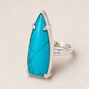 Handmade Sterling <b>Silver</b> Turquoise Ring Natural Gemstone Jewelry Unique Elegant Fashion Wedding Anniversary Gift Unisex Terdrop - Product Image 1
