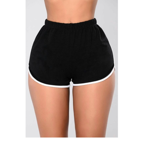 Shorts pour femmes à ourlet incurvé, doux et confortables, décontractés, pour la détente, taille élastique, coupe mi-largue, écologiques - Product Image 2