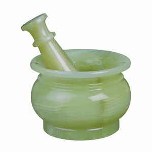 Proveedor Directo de Fábrica: Mortero y Pilón de Ónix Verde de Lujo, Mortero y Pilón de Mármol de Ónix, Tazón de Molienda para Hierbas y Especias - Product Image 1