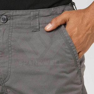 Pantalones Cortos Cargo para Hombre, Color Gris Sólido, Tela Oxford, Múltiples Bolsillos, Estilo Bermuda Informal, Cierre de Botones, Cintura Media, Transpirables, Tejido de Poliéster - Product Image 5