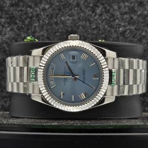 Reloj de lujo de acero inoxidable para hombre, esfera azul hielo, reloj mecánico automático con fecha, bisel con números romanos, negocios, 12mm, 16mm - Product Image 5