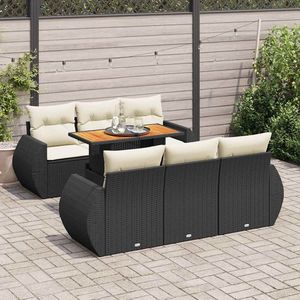 Set Divano da Giardino in Rattan Nero 6 Posti Resistente alle Intemperie Arredamento da Esterno Design Contemporaneo - Product Image 1