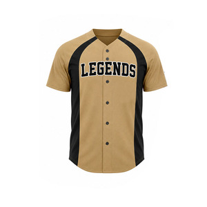 Uniformes de béisbol sublimados, conjunto de uniforme de béisbol para hombre, dorado y negro, que absorbe la humedad, corte regular, para todas las temporadas. - Product Image 3