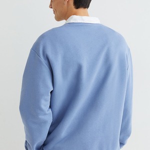 Sudadera de cuello redondo azul para hombre, corte regular, tejido de algodón, informal, para otoño. - Product Image 2