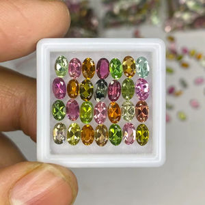 Lot de pierres précieuses de tourmaline facettées multicolores, taille ovale, pierres brutes 3x5mm 6x4mm 7x5mm 6x8mm pour la fabrication de bijoux - Product Image 1