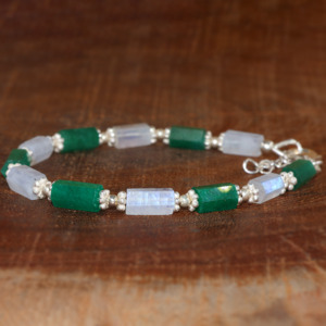 Pencil Hexagon <b>Bracelet</b> Emerald Moon Natural Stone <b>Beaded</b> <b>Bracelet</b> Dainty Minimalist Women Fashion Jewelry - Product Image 3