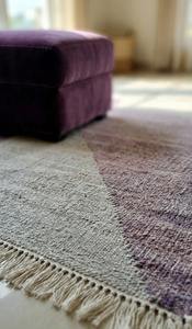 Alfombra Kilim Geométrica de Lana/Seda, Tejida a Mano, Reversible, Ecológica, de Lujo, Hecha a Mano en India, para Hogar u Oficina - Product Image 4