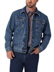 Veste en jean bleu délavé pour homme, veste en denim classique avec un style décontracté confortable et une coupe à séchage rapide, d'inspiration vintage - Product Image 2
