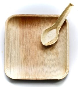 Platos Cuadrados Premium de Hoja de Areca de 7 Pulgadas para Catering, Presentación de Alimentos y Comida para Llevar Sostenible - Product Image 1