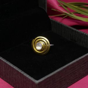 Wedding Wear 925 Sterling Silver Gold Plated Jewelry White <b>Rainbow</b> Moonstone Women Wear Classic Ring - Product Image 5