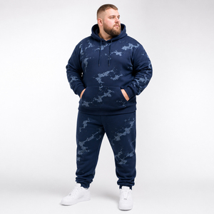 Ensemble de survêtement décontracté pour hommes, imprimé, grande taille, en molleton French Terry, pull à capuche et pantalon de jogging, 2 pièces - Product Image 2
