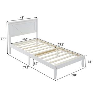 Base de Cama de Plataforma Doble de Madera Maciza con Cabecera Blanca, Camas de Madera de Primera Calidad - Product Image 3