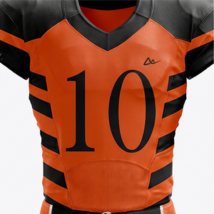 Uniforme de Fútbol Americano para Adultos, Jersey Sublimado Naranja de Manga Tres Cuartos, Pantalones Negros Transpirables con Absorción de Humedad - Product Image 6