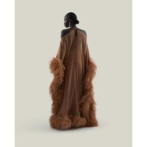 Robe de soirée élégante en coton, col en V, taille basse, longueur cheville, coupe trapèze, couleur unie, respirante et écologique - Product Image 4