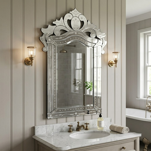 Premium Venetian Arched <b>Wall</b> <b>Mirror</b> with Crown Top & Decorative Glass Frame | Stylish <b>Mirror</b> for Home Decor & Interior Styling - Product Image 4