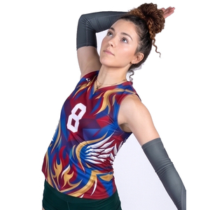 เสื้อวอลเลย์บอลแบบกำหนดเองสำหรับผู้หญิง รุ่น Regal Three เสื้อวอลเลย์บอลผู้หญิง คอวี แขนกุด แบบ Sublimated - Product Image 2