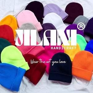 Gorros lisos con puños de punto de invierno amarillo suave - Product Image 1