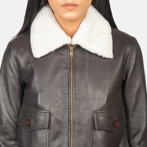 OEM <b>Women</b> Shearling Leather <b>Jacket</b> Outdoor Wear Custom Logo Secure Closure Biker Style Winter Autumn Breathable - Product Image 5