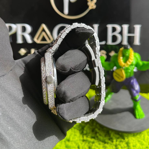 Montre automatique de luxe entièrement sertie de moissanite, boîtier carré en acier inoxydable, saphir, étanche, cadran arabe - Product Image 6