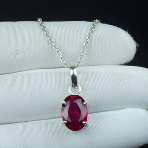 Pendentif rubis rouge en argent sterling 925, collier bohème fait main, cadeau surprise pour elle, bijoux - Product Image 1