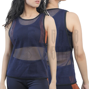 <b>Women's</b> Breathable <b>Mesh</b> Tank <b>Top</b> O-Neck Sleeveless Sporty Hollow Out Design Solid Color Knitted Polyester Workout <b>Top</b> - Product Image 6