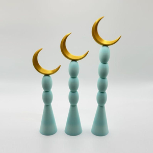 Modern Style Metal & Resin Crescent Moon Stand Decor Set Luxury Islamic Table Accent For Ramadan, Eid, Home & <b>Office</b> <b>Decoration</b> - Product Image 2