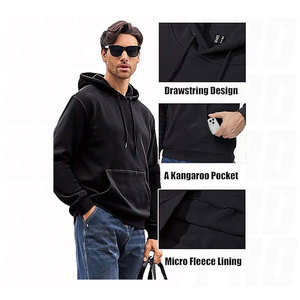 Men’s Lightweight Fleece Hoodie Sweatshirt Active Casual Workout Pullover Soft Polyester Cotton Fabric Hoodies Screen Printing - Product Image 3
