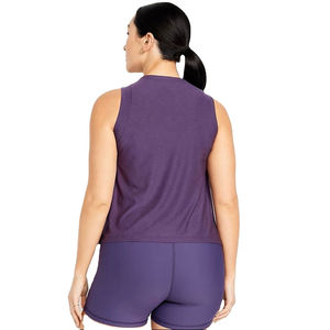 Women's <b>Purple</b> Sleeveless Tank <b>Top</b> Solid Color O-Neck Knitted Breathable Casual Wear - Product Image 4