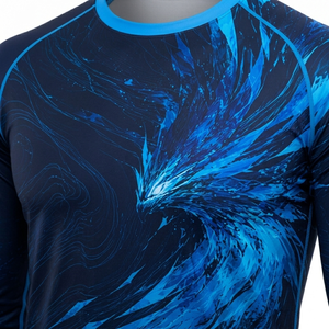 2026 Magnifique Rashguard à motif oiseau bleu imprimé pour homme, design cool et énergique, séchage rapide, respirant, manches longues - Product Image 5