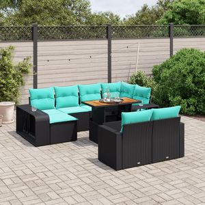 Set Divano da Esterno 11 Pezzi in Polyrattan Nero con Cuscini - Elegante Arredamento da Giardino - Product Image 1