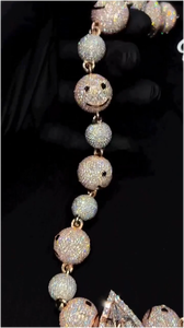 Collar de Cadena Cubana de Moissanita, Estilo Hip Hop, Nuevo Diseño, con Colgante de Bolas, Cadena de Eslabones Cubanos Pesados de Plata 925 Bañada en Oro - Product Image 2