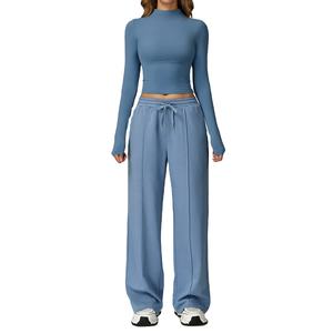 Ensemble de vêtements de sport pour femmes, hauts décontractés à manches courtes et shorts larges, vêtements de course, 100% coton respirant, printemps-été - Product Image 2