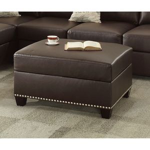 ชุดโซฟาปรับเปลี่ยนได้ 3 ชิ้น สไตล์ร่วมสมัย หุ้มหนังเทียมสีเอสเพรสโซ พร้อมเก้าอี้ยาวและออตโตมัน เฟอร์นิเจอร์ห้องนั่งเล่นทันสมัย - Product Image 6