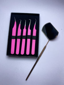 Ensemble de 5 pinces à cils en acier inoxydable avec miroir, pointe fine, pinces à cils - Product Image 2