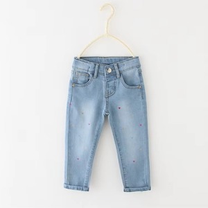Jean en denim pour filles, avec nœuds en élasthanne, fermeture boutonnée, coupe droite, longueur intégrale, délavé, léger, décontracté, durable, délavé à la pierre, taille mi-haute - Product Image 4