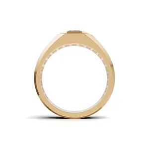 Octavian Bezel Men's <b>Diamond</b> <b>Ring</b> Lab Grown Asscher Cut in Yellow Gold <b>Diamond</b> <b>Ring</b> from Indian Supplier & Manufacturer - Product Image 3