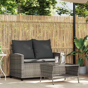Divano da giardino in Rattan da 2 posti Grey PE Rattan materiale resistente all'acqua elegante Set da esterno - Product Image 3
