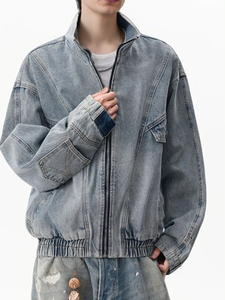 Wholesale Clothing Manufacturer Men's Jackets Custom Basic Solid Color <b>Jeans</b> Men's Jackets Latest Streetwear Styling Apparel - Product Image 1