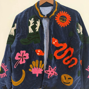 Veste courte unique brodée à la main Suzani pour femme, en coton, style Crewel, cadeau spécial pour elle, pour un look affirmé - Product Image 1