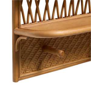 Premium Rattan Wall Shelf With Hanger Children Furniture Boho 2 Tier Cross Pattern <b>Storage</b> Organizer Pegs Board Wholesale - Product Image 2