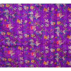 ผ้าห่มทำมือสไตล์วินเทจลายดอกไม้แบบอินเดีย  ผ้าฝ้ายออร์แกนิคเป็นมิตรกับสิ่งแวดล้อม  งานแฮนด์เมดแบบคันธา  นุ่มสบาย  สำหรับผู้ค้าส่ง - Product Image 2