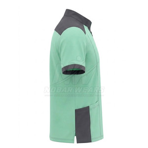 Medical Uniform <b>Scrub</b> <b>Top</b> With Half Zip Front Stand Collar Short Sleeves Comfortable Fit And Modern Workwear Design - Product Image 5